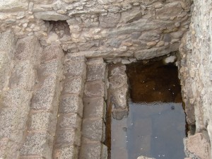 A Mikvah found in First Century Magdala -- 7 steps down into living/running water for purification baths in Jewish homes.